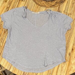 We The Free Light Blue Women's V-Neck Short Sleeve Top no size tag Small